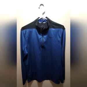 NIKE Golf Dri-fit 1/2-zip Golf Top Mens Size L Blue and Black